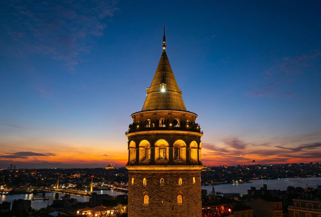 Galata Tower at dusk