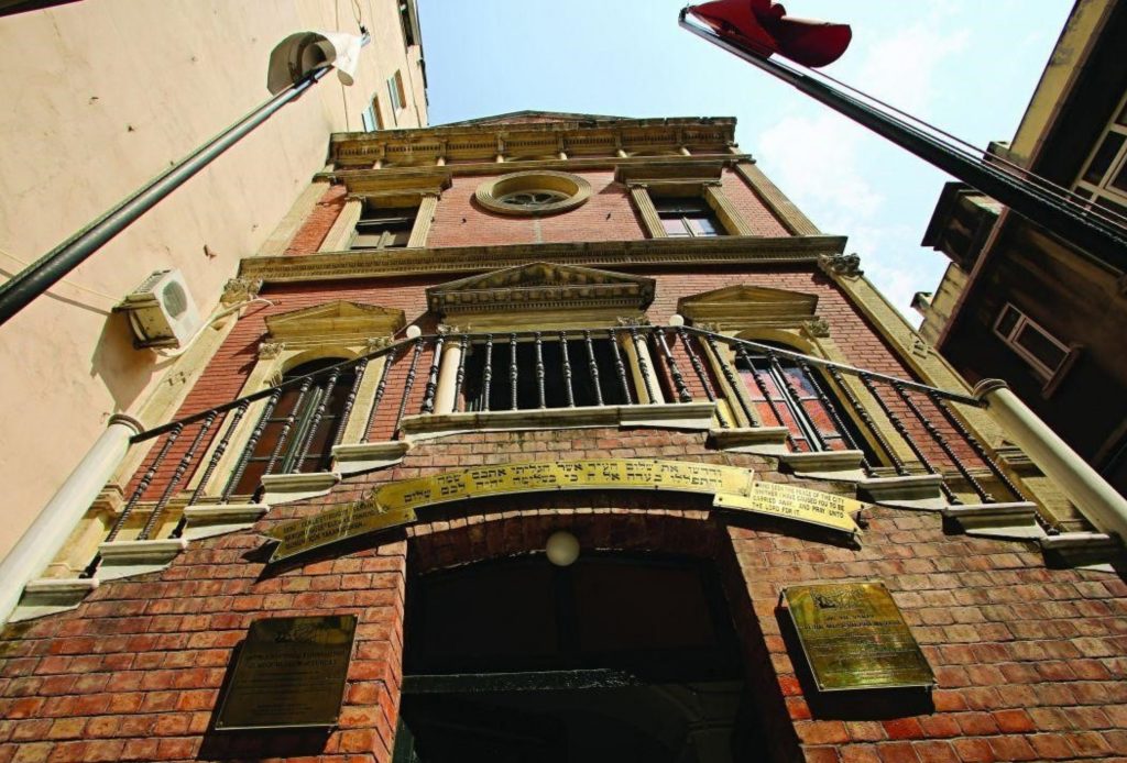 Historic brick building in Balat, Istanbul