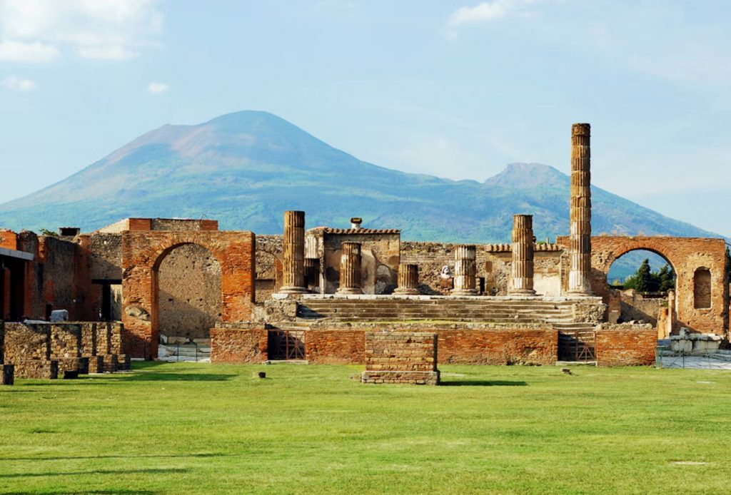 Forum of Pompeii with Mount Vesuvius