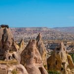 Fairy chimneys above a valley in Cappadocia