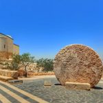 Rolling stone at the Memorial of Moses on Mount Nebo
