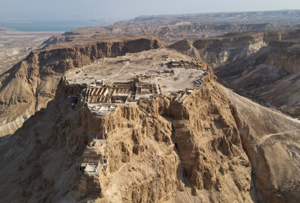 Aerial view of Masada above the Judean Desert