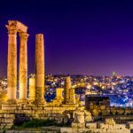 Temple of Hercules on the Amman Citadel at night
