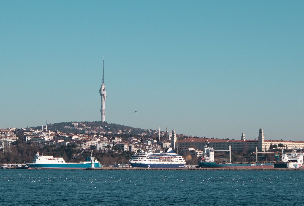 Çamlıca Hill and the Asian shore of Istanbul seen from the Bosphorus