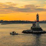 Lighthouse in the Sea of Marmara at sunset